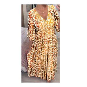 NEW Malina Flare-Sleeve Long Beach Dress